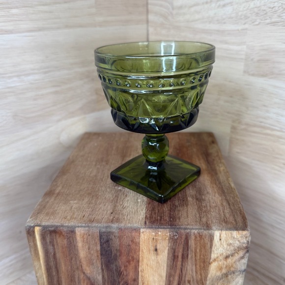 Indiana Glass Other - Indiana COLONY Park Lane Green Champagne Sherbet Glass‎ MID century Modern